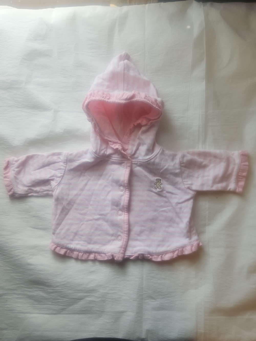 Pink Hooded Baby Shirt with Teddy Accent